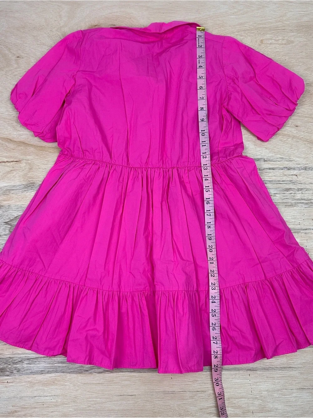 Zara Hot Pink Tiered Button Front  Shirt Dress